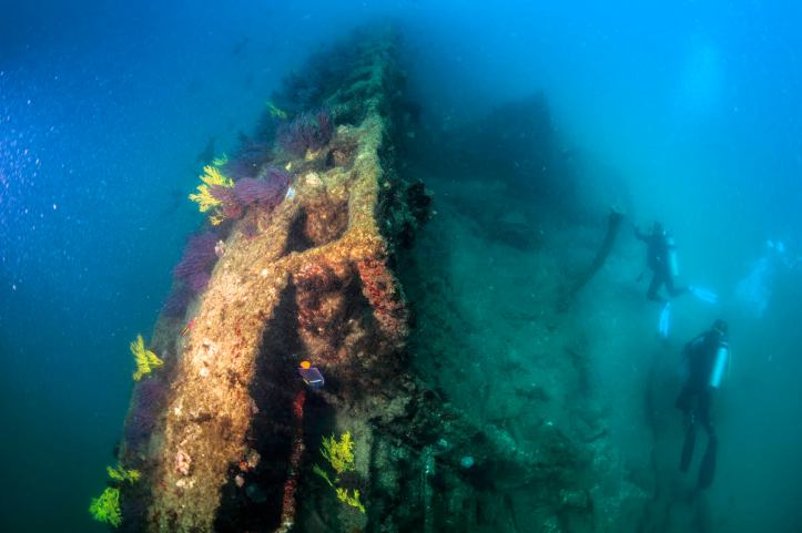 5. Buzos inspeccionando el submarino norteamericano. Registro Fotográfico AlfredoMartinez - Roberto Junco - SAS-INAH.